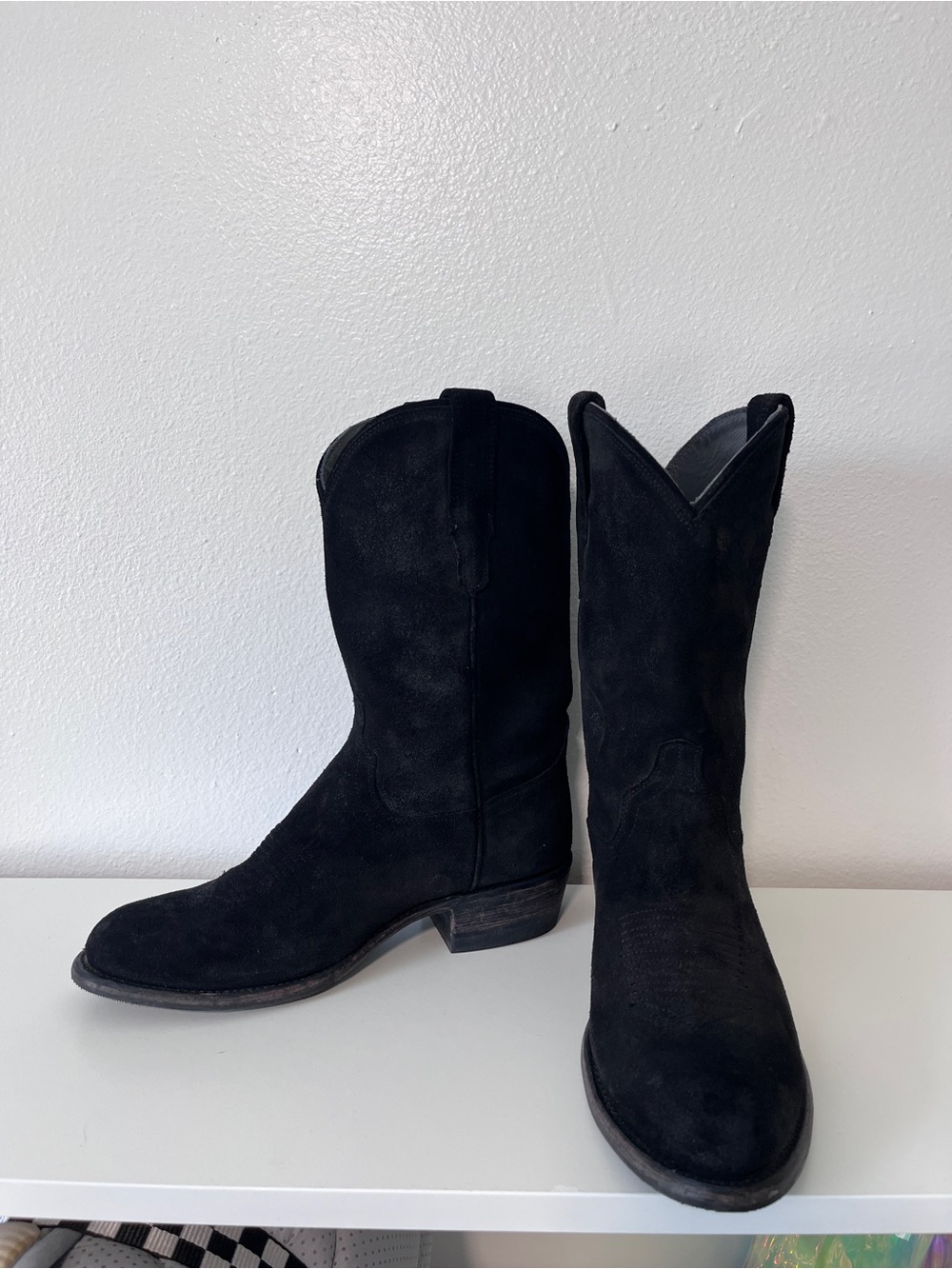 Tecovas Black Leather Boot Interior Branding